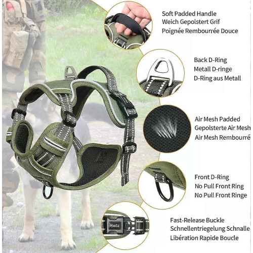Dog Harness with Adjustable No-Pull Design, Reflective Strips, Soft Padded Handle for Small Medium Large Dogs 1