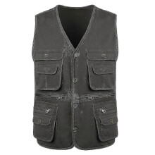 (3XL, Black) Men"s Outdoor Vest Leisure Jacket Lightweight Vest With Zip Many Pockets