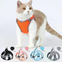 Mesh Cat Dog Harness and Leash Set Reflective Breathable Vest for Small Pets