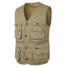 (3XL, Yellow) Men"s Outdoor Vest Leisure Jacket Lightweight Vest With Zip Many Pockets