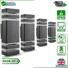 Modern Outdoor Wall Light Up Down IP65 Waterproof GU10 LED Mains Powered Aluminium