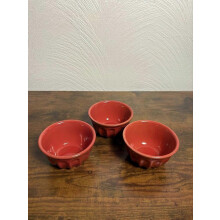 Magnolia Stoneware Ramekins Set of 3 Red Ceramic Baking Dishes
