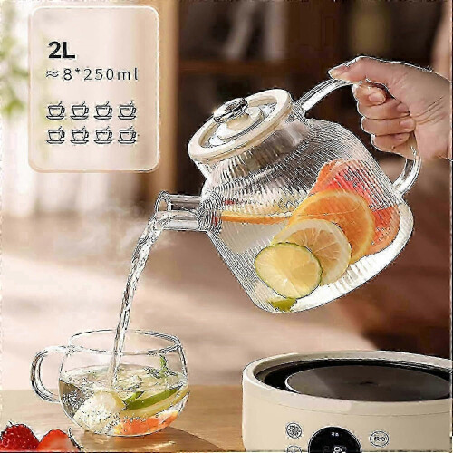 Electric Glass Kettle 500W Rapid Boil Smart Touch Panel 12h Timer 2L Borosilicate 2