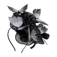 Fashionable Organza Hair Accessory With Butterfly Design-Black