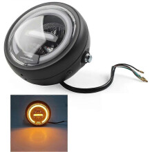 (Yellow Light, Multicolor) AS 16cm Retro Motorcycle LED Headlight Daytime Running Lamp for Cruiser Chopper Cafe Racer - Yellow