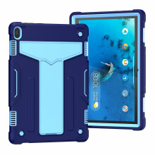 (Style E Lenovo Tab M10 TB-X605, Blue) Shock Absorption Silicone+PC Tablet Case with Folding Kickstand for Lenovo Tab M10 TB-X605F/X505