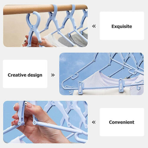 Windproof Laundry Hangers Heavy-Duty Plastic with Clips 5-Pack Sky Blue 2