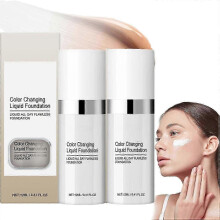 (2pcs) Foundation Colour Changing, Waterproof Naturally Blends Moisturising Face Foundation, Full Coverage Tinted Sunscreen_c*