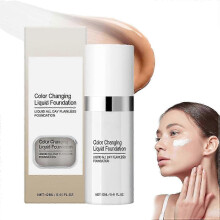 (1pcs) Foundation Colour Changing, Waterproof Naturally Blends Moisturising Face Foundation, Full Coverage Tinted Sunscreen_c*