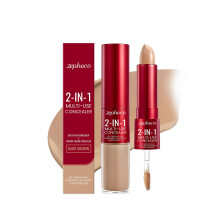 Dark brown moisturizing concealer, hydrating, lightweight, long-lasting, natural, adheres well, and evens out skin tone.