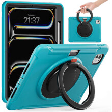 (Blue, Multicolor) For iPad Pro 11 (2024) Case Hand Grip Kickstand PC+TPU Cover with Pen Slot - Cornflower Blue