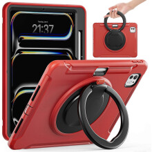 (Red, Multicolor) For iPad Pro 11 (2024) Case Hand Grip Kickstand PC+TPU Cover with Pen Slot - Cornflower Blue
