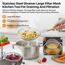 Stainless Steel Kitchen Strainer - Large Mesh Filter