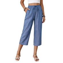 Womens Pants Elastic Waist Casual Business Pants-Sky Blue M