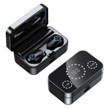 (Black, Multicolor) YD08 Binaural HD Call In-ear Wireless Bluetooth Earphones with Digital Display Charging Case - White