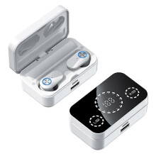 (White, Multicolor) YD08 Binaural HD Call In-ear Wireless Bluetooth Earphones with Digital Display Charging Case - White