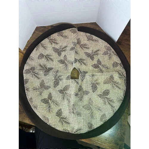 Rustic Pinecone Tree Skirt 17.5 Inch Round Wrap Around with Fastener Strip 2