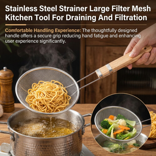 Stainless Steel Kitchen Strainer - Large Mesh Filter 1