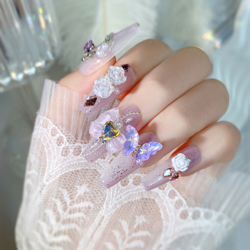 Reach-Tools Butterfly Fake Nails - Light Purple, Comfy Wear