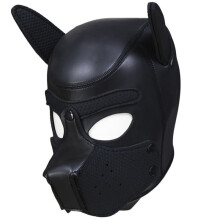 (Black) Dog Mask with Ears - Soft Full Head Puppy Costume