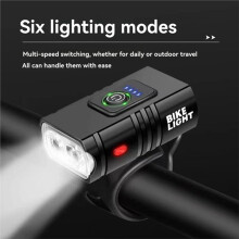 Faro Anteriore per Bicicletta A LED, Luce Anteriore per Bici, Ricaricabile Tramite Type-C, Lampada per Bici Ultraleggera, Luci per Manubrio.
