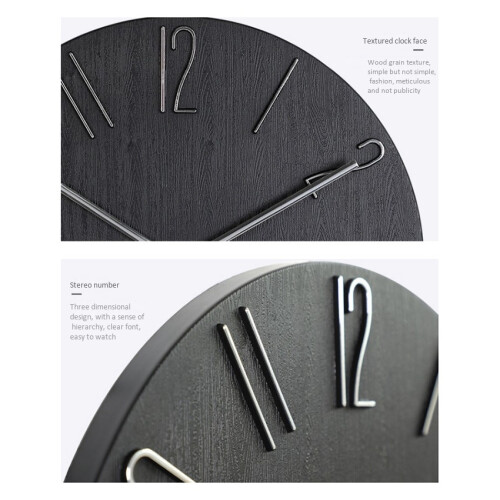 RelóGio de Parede Simples de 12 Polegadas para Sala de Estar em Casa RelóGio de Parede RelóGio Moda Quarto RelóGio de Parede Preto 2