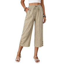 Damenhose, elastische Taille, lässige-Aprikose XXL