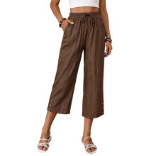 Damenhose, elastische Taille, lässige Business-Hose,-Brown L