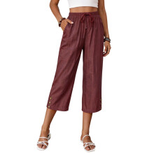 Damenhose, elastische Taille, lässige Business-Hose,-Rot S