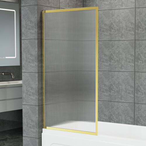 Living And Home Fixed Framed Over Bath Shower Screen in Gold