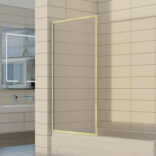 Living And Home Fixed Framed Over Bath Shower Screen in Gold 1