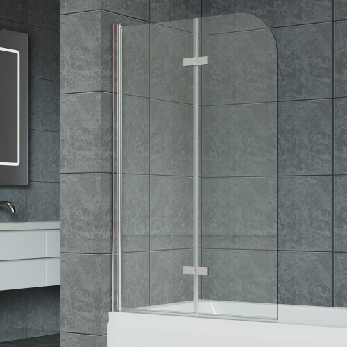 Living And Home 180 Degree Rotation 2-Section Hinged Over Bath Shower Screen