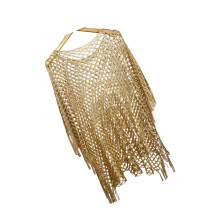 Fashionable Resort Wear Beach Coverup With Tassels Design-Gold