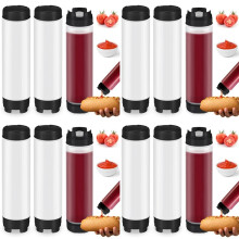 12 Pcs 16 Oz Condiment Squeeze Bottles Inverted Plastic Squeeze Bottle for Sauces Refillable Tip Large Valve Dispenser