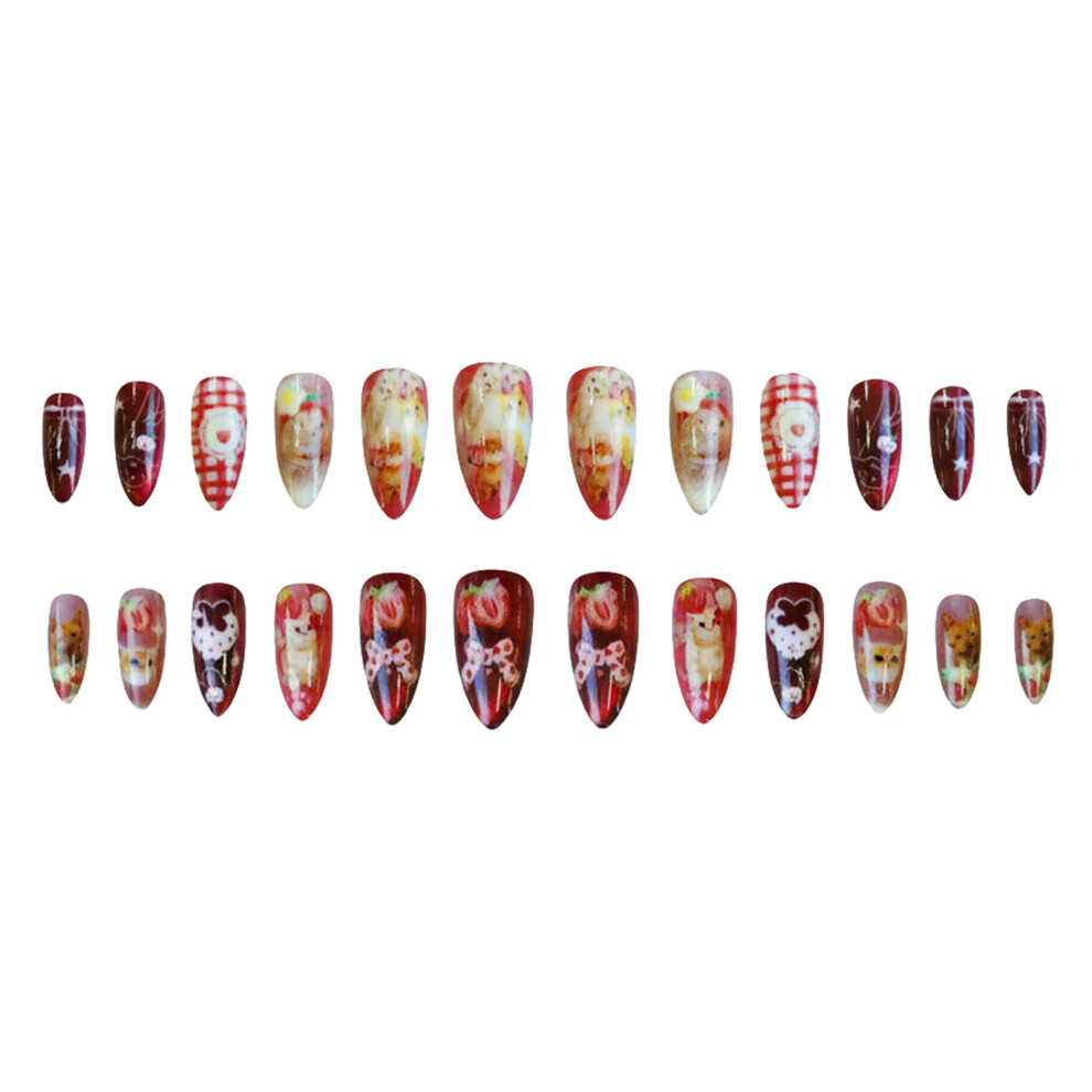 Dachuang Beauty 24Pcs Strawberry Cat Press On Nails For Women