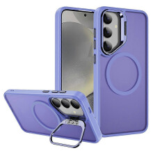 (Light Purple, Multicolor) AS For Samsung Galaxy S24 Magnetic Case with Lens Kickstand Skin-Touch PC TPU Phone Cover - Green