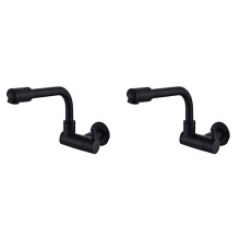 2X 360 Degree Rotating Black Wall Mounted Single Cold Water Mixer Solid Brass Sink Basin Faucet Mop Pool Water Taps