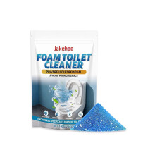 Toilet cleaner for daily cleaning of stubborn stains, limescale, and odor removal on toilet interior walls. Foaming cleaning powder.