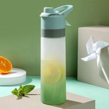 (Green, Multicolor) AS Portable Mist Spray Water Bottle 650ml PC PP Sports Hydration Cup (BPA Free, No FDA) - Green