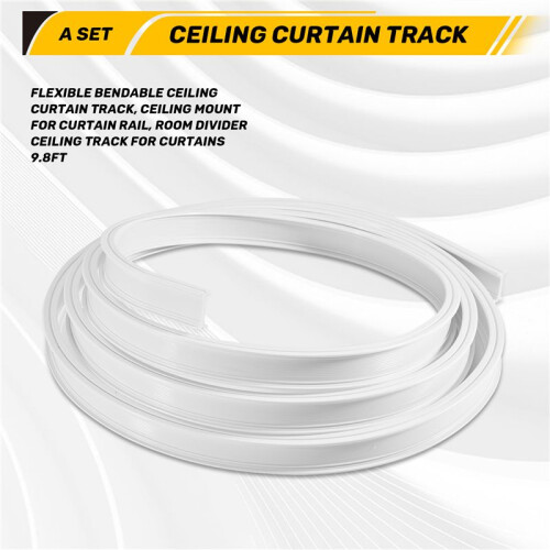 Flexible Bendable Ceiling Curtain Track, Ceiling Mount for Curtain Rail, Room Divider Ceiling Track for Curtains 9.8FT 1