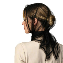 Voile de dentelle élégant avec mailles délicates voile de-Noir