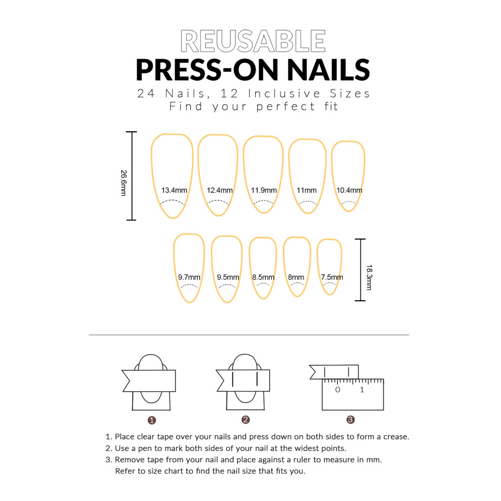 Creation-3C Pink Almond Fake Nails, White Tip, Odorless