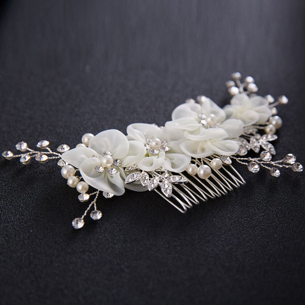 Dcph-Clothing Elegant Rhinestone Flower Hair Comb For Weddings