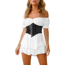 Women’s Dress with Off-the-Shoulder Design and Corset Sexy for Summer White XL — boho jumpsuit women, ruffle romper