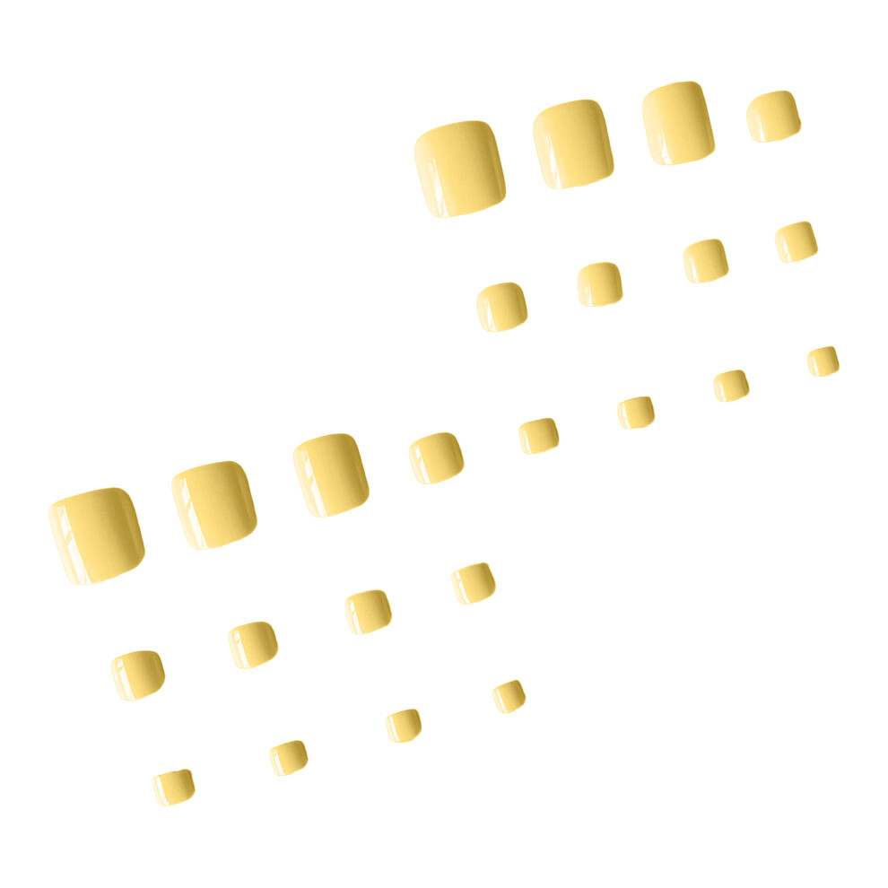 Dachuang Beauty 24Pcs Yellow Square False Toenails, Durable For Party & Daily