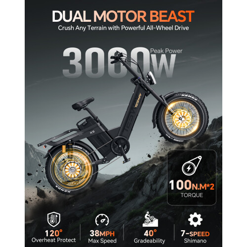 TESWAY X5-AWD Mountain Ebike 3000W 160KG 2
