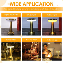 Touch LED Rechargeable Table Lamp Dining Table Hotel Bar Table Lamp Outdoor Small Night Lamp Decorative Table Lamp,Gold