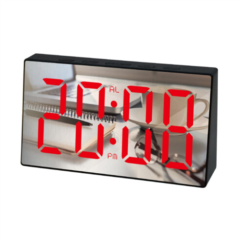 LED Mirror Alarm Clock Digital Snooze Table Clock Wake  Light  Temperature Display Home Decoration Clock Red