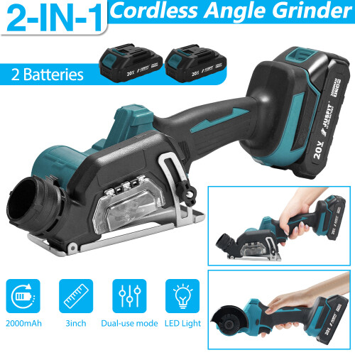 2 in 1 Cordless Mini Circular Saw & Angle Grinder - Brushless Motor