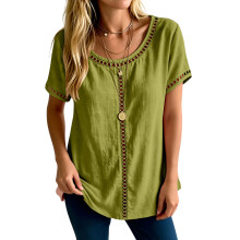 Chemisiers bohème en dentelle au crochet pour femmes,-Vert XXXL